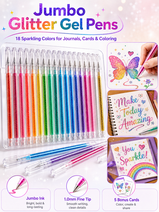 🎨Sparkle Deal Vibrant Glitter Gel Pens for Coloring, Drawing & Creative Fun
