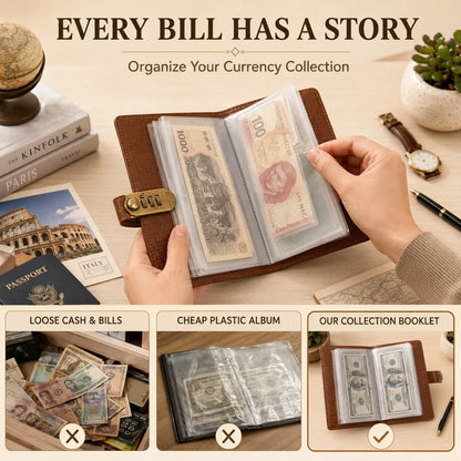 Locking Banknote Collection Booklet: Holds 100 Bills, Secure Storage & Organized Display