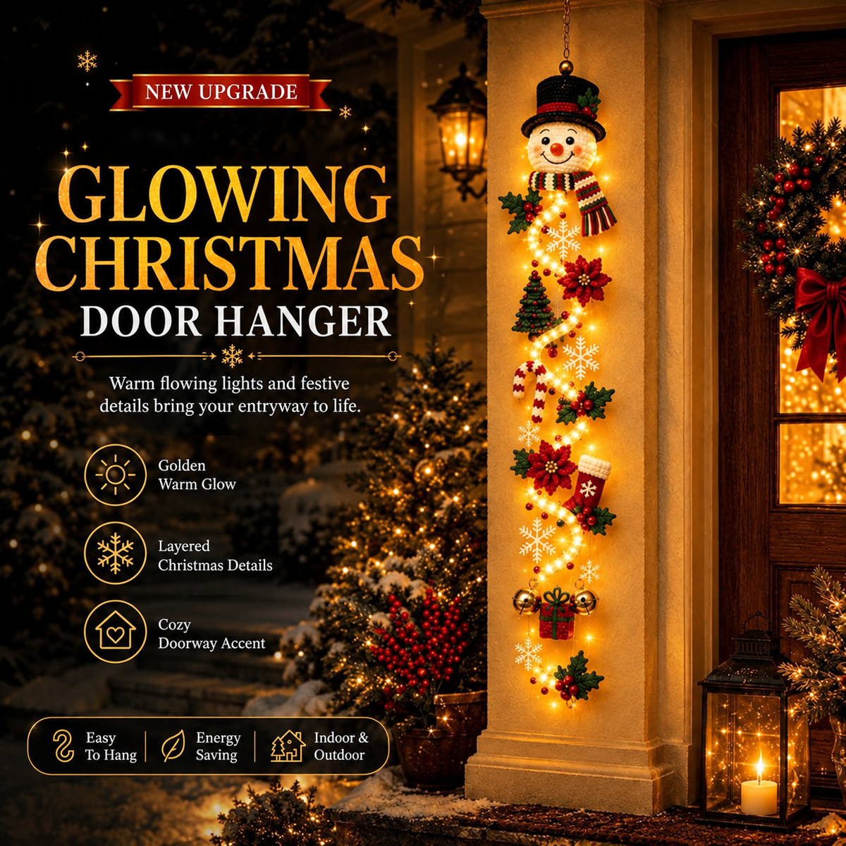 ⏳ Last day! 49% OFF – 🎄✨🎅 Glowing Christmas Door Hanger