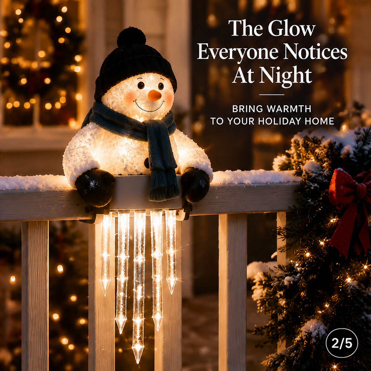 WinterGlow Snowman Icicle Light Decor