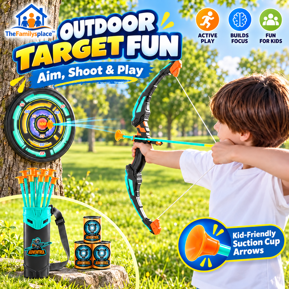 LED Light-Up Bow and Arrow Toy Set: Glowing Effects & Outdoor Fun