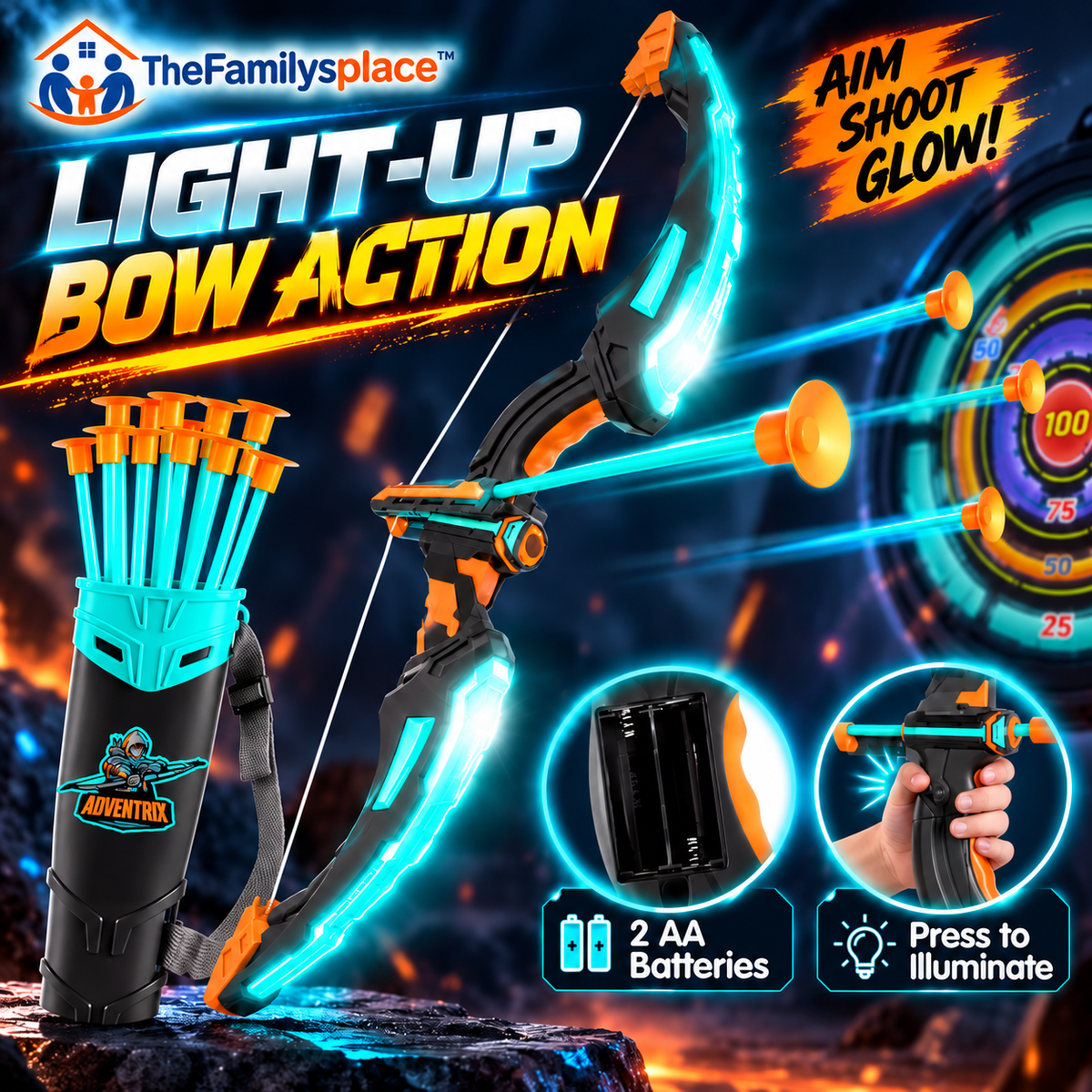 LED Light-Up Bow and Arrow Toy Set: Glowing Effects & Outdoor Fun