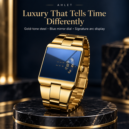 Men's Gold-Tone Square Quartz Watch | Business Casual Style