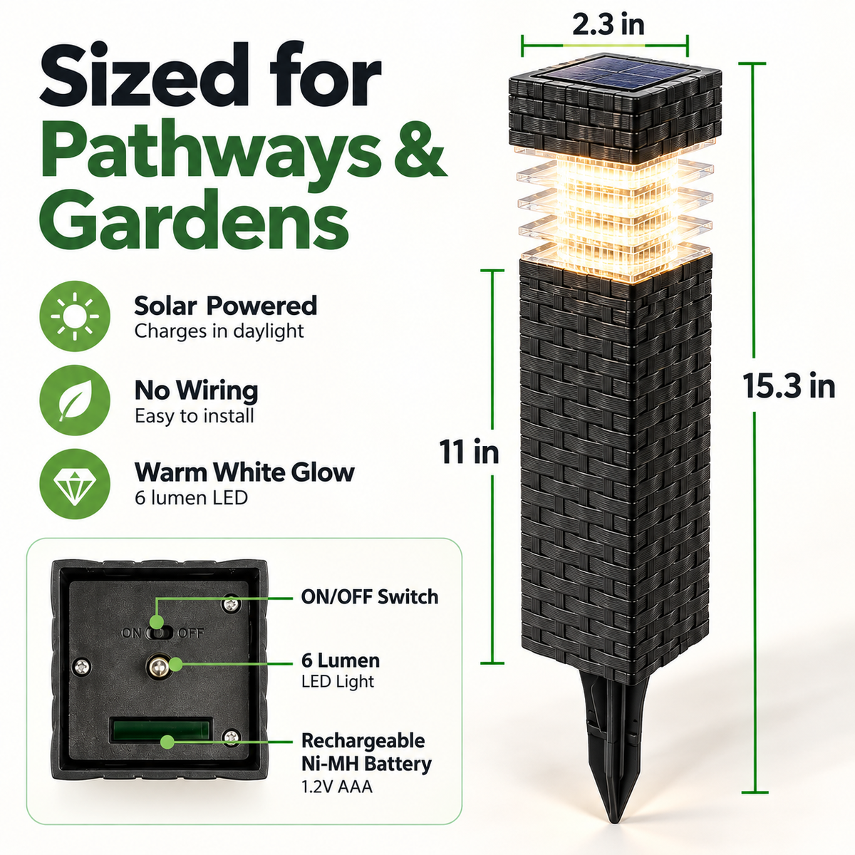 Energy-Saving Solar Garden Pathway Lights – Waterproof & No Wires, Automatic Night Glow ✨