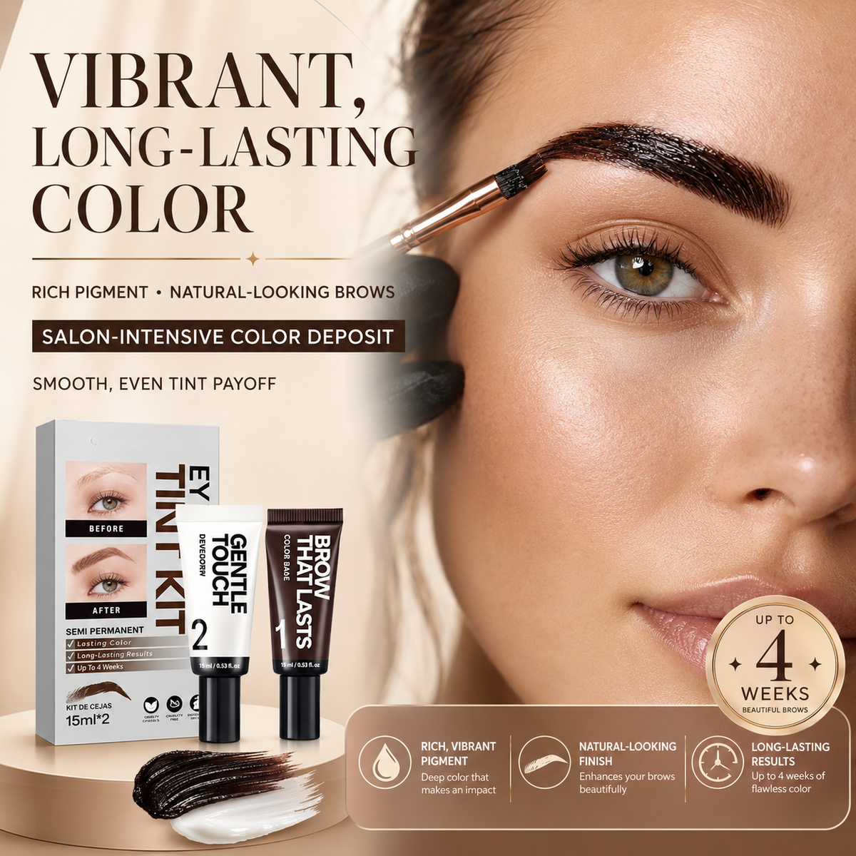 ✨ Semi-Permanent Eyebrow Tint Kit: Long-Lasting Color & Natural-Looking Brows