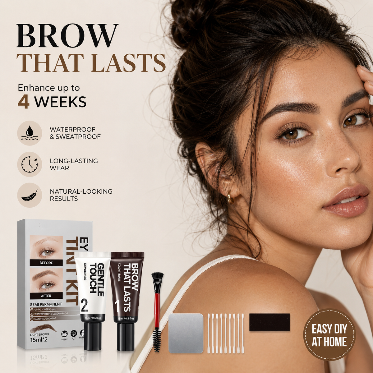 ✨ Semi-Permanent Eyebrow Tint Kit: Long-Lasting Color & Natural-Looking Brows