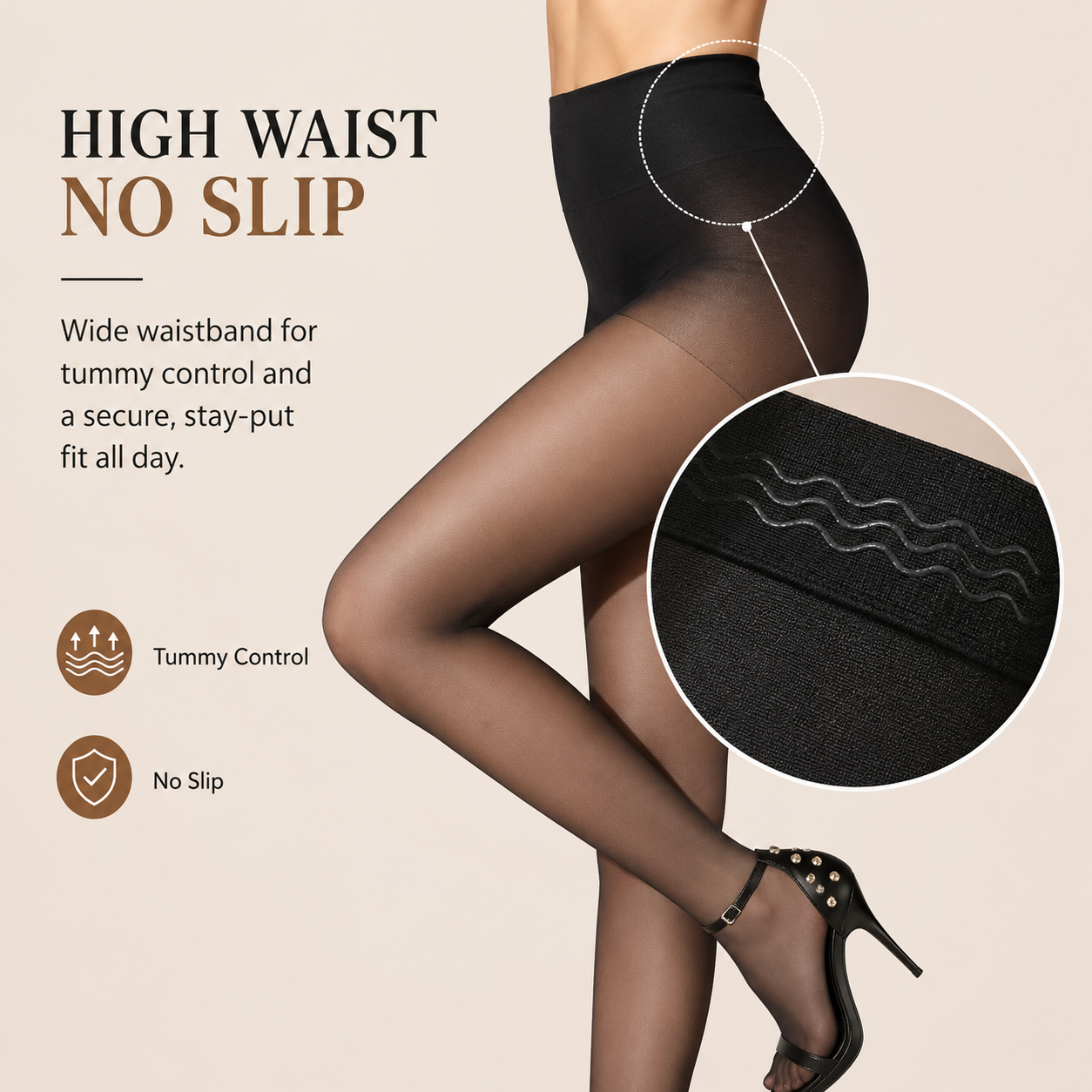 Women's Control Top Shaping Sheer Pantyhose - Run-Resistant & Reinforced Toe