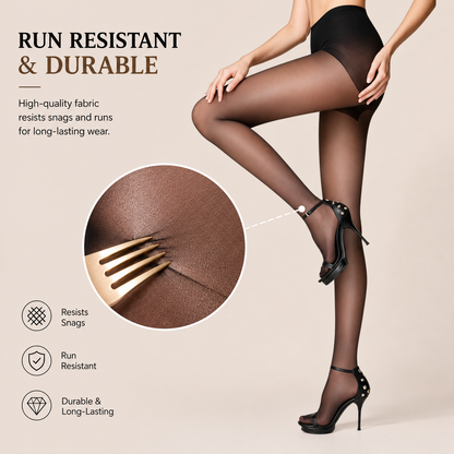 Women's Control Top Shaping Sheer Pantyhose - Run-Resistant & Reinforced Toe