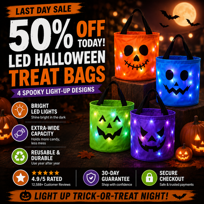 🔥Ready for Spooky Season – Reusable LED Halloween Treat Bags🎃