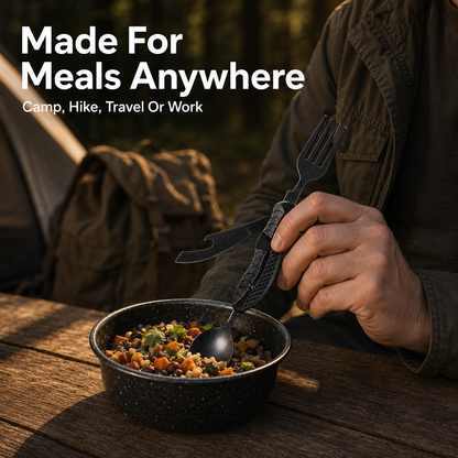 🏕️ 3-in-1 Folding Camping Utensil – Compact Fork, Spoon & Knife