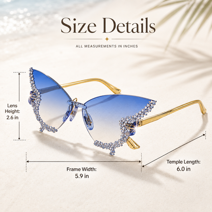 Butterfly Rimless Rhinestone Sunglasses - Sparkling Design & Elegant Style