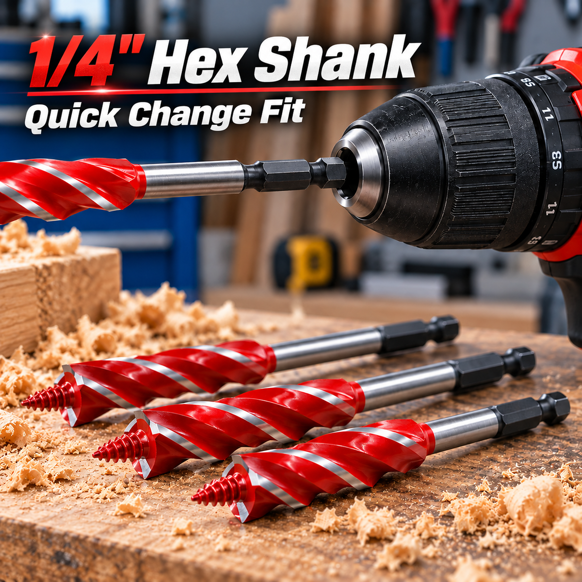 💯🔥10–25mm 8PCS Complete Wood Drilling Set: Heavy-Duty Fluted Bits & Versatile Drilling