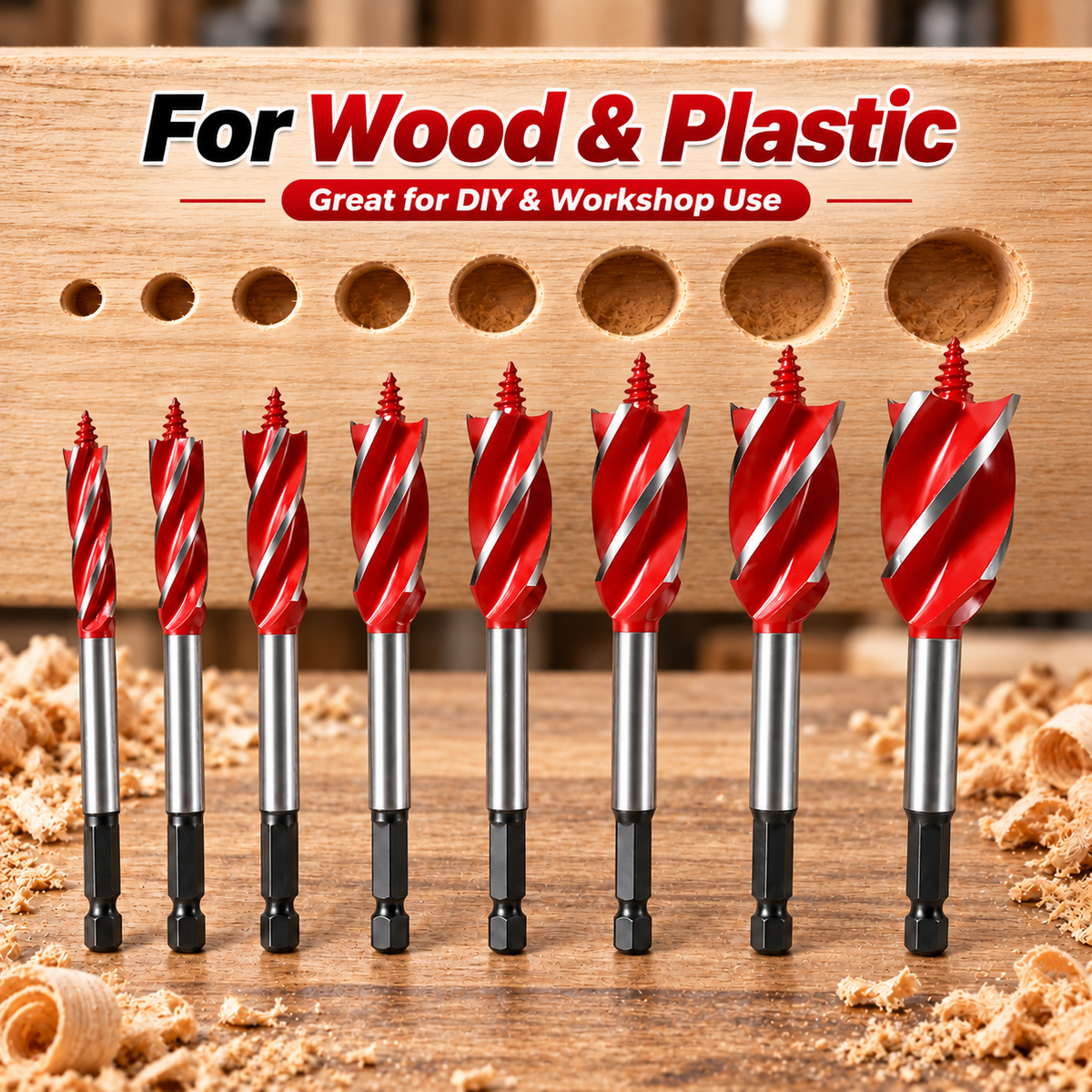 💯🔥10–25mm 8PCS Complete Wood Drilling Set: Heavy-Duty Fluted Bits & Versatile Drilling