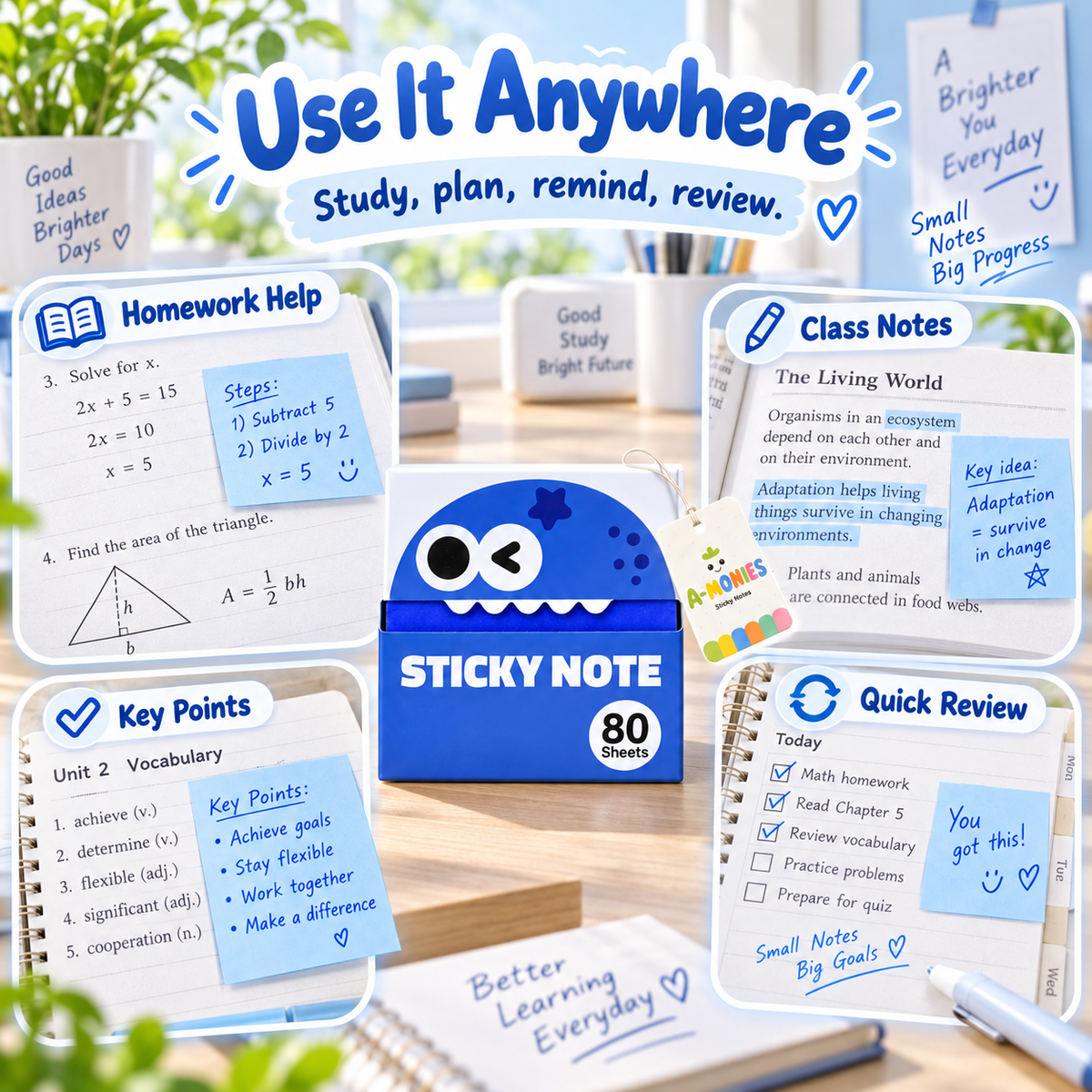 ✨ Glitter Transparent Pull-Out Sticky Notes - Stylish Aesthetic Memo Pads & Easy-to-Write