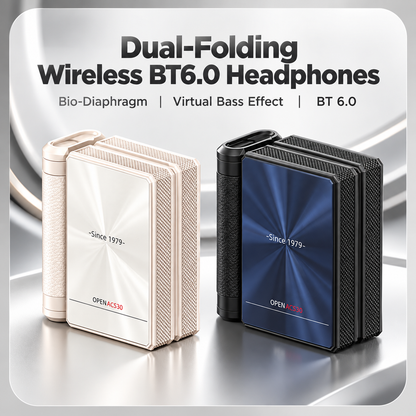 Dual-Folding Bluetooth Headphones - Waterproof, Stable Connection & Portable Design