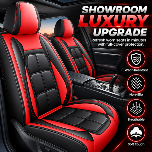 🏎️ Universal Genuine Leather Car Seat Cover: Premium Comfort & Full Seat Protection