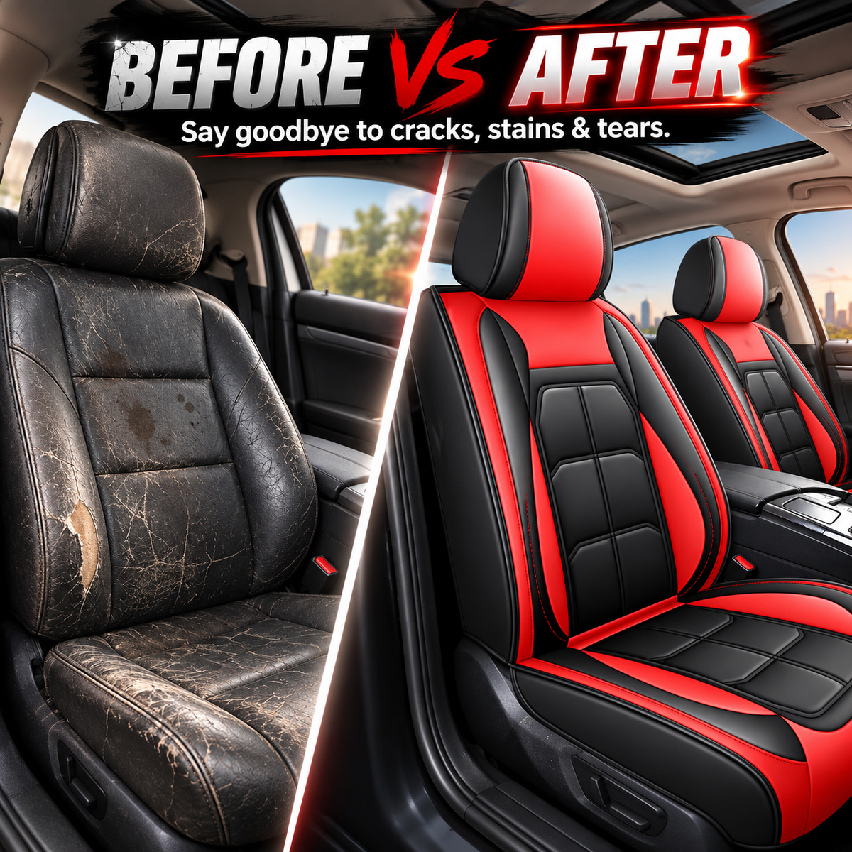 🏎️ Universal Genuine Leather Car Seat Cover: Premium Comfort & Full Seat Protection