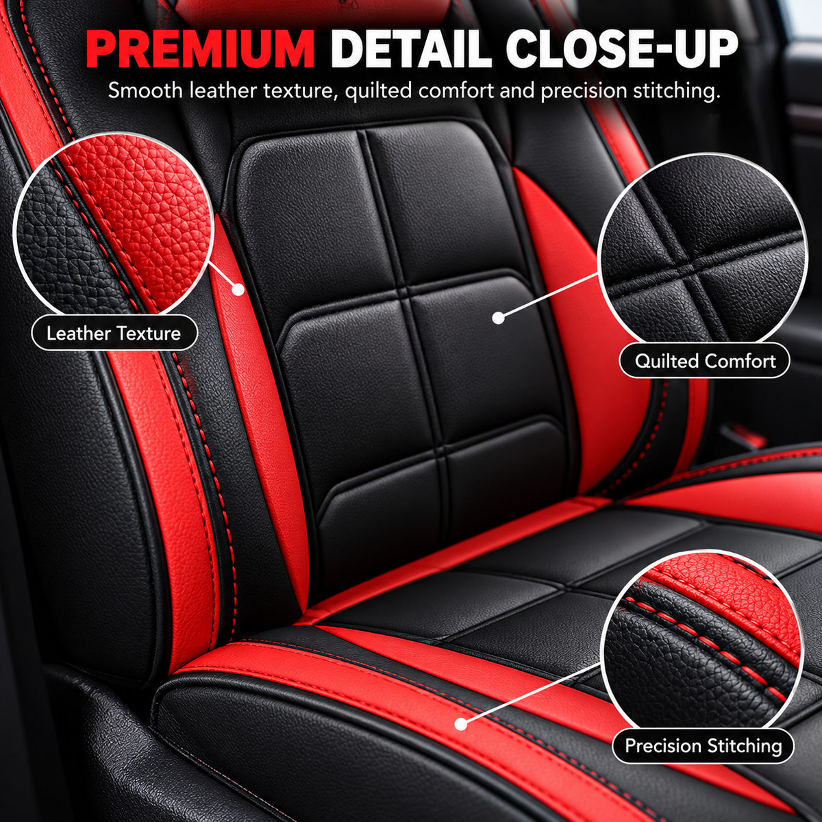 🏎️ Universal Genuine Leather Car Seat Cover: Premium Comfort & Full Seat Protection