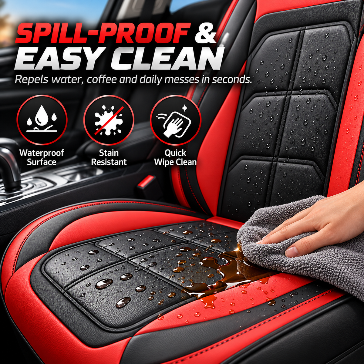 🏎️ Universal Genuine Leather Car Seat Cover: Premium Comfort & Full Seat Protection