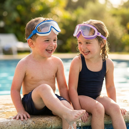 4-in-1 Anti-Fog Swim Goggles with Built-In Nose Clip & Ear Protection