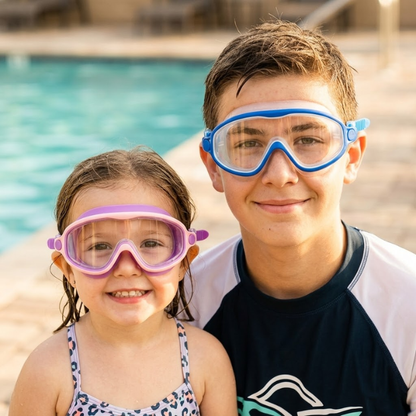 4-in-1 Anti-Fog Swim Goggles with Built-In Nose Clip & Ear Protection