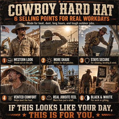 Cowboy Hard Hat for Men Western Style Work Helmet