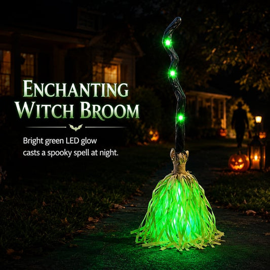 👻Animated Moving Witch Broom🌟Light‑Sound‑Motion