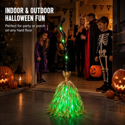 👻Animated Moving Witch Broom🌟Light‑Sound‑Motion