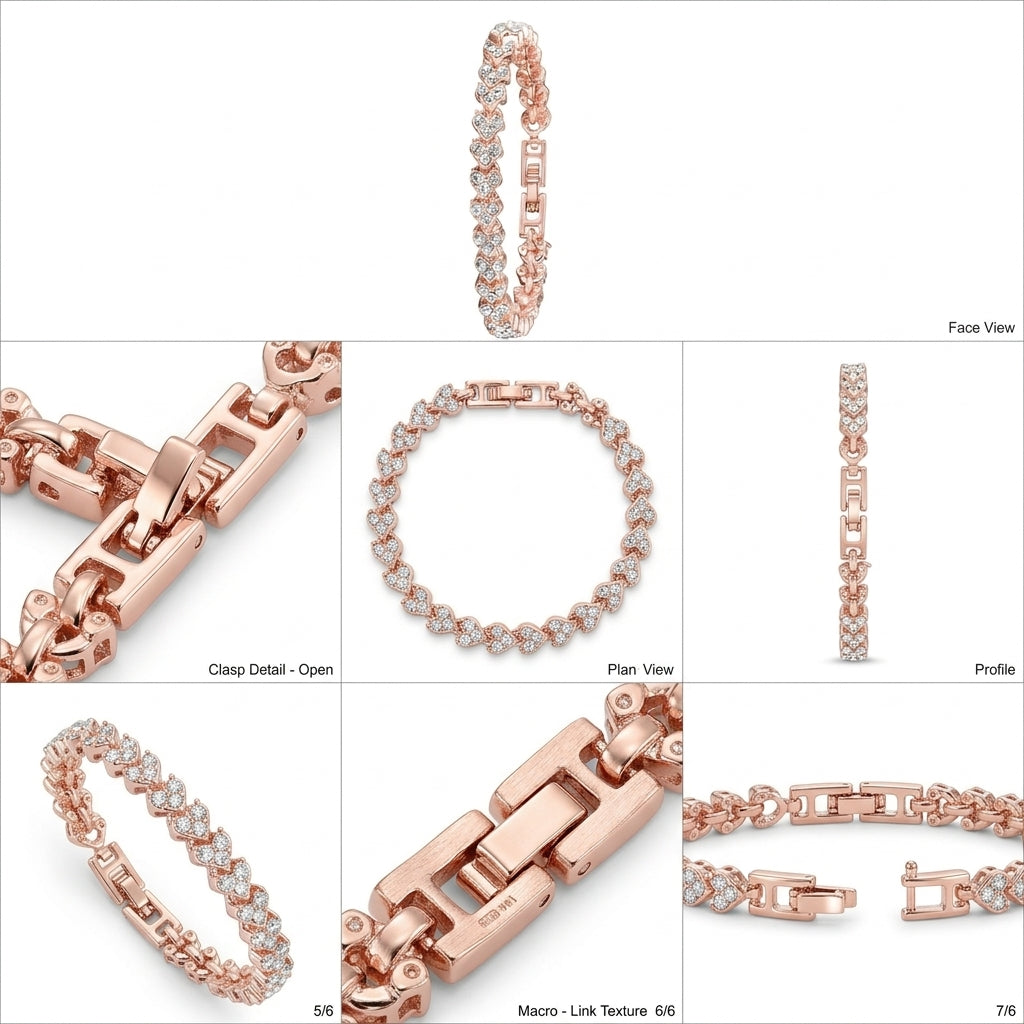 👑 Luxurious Rose Gold Crystal Quartz Watch – Diamond Cut Vintage Wristwatch✨
