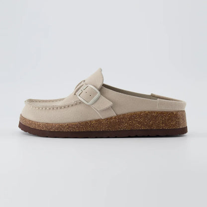 Casual Style Leather Round-Toe Slip-On Shoes: Premium Leather & Stylish Side Buckle