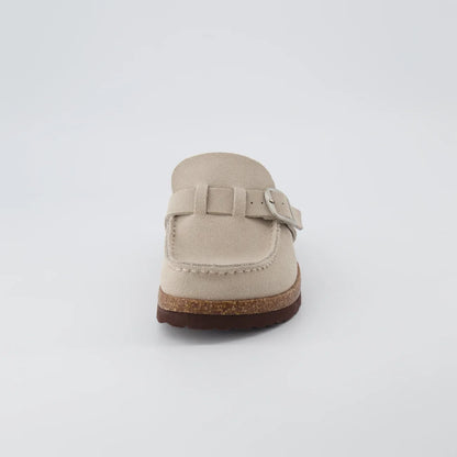 Casual Style Leather Round-Toe Slip-On Shoes: Premium Leather & Stylish Side Buckle