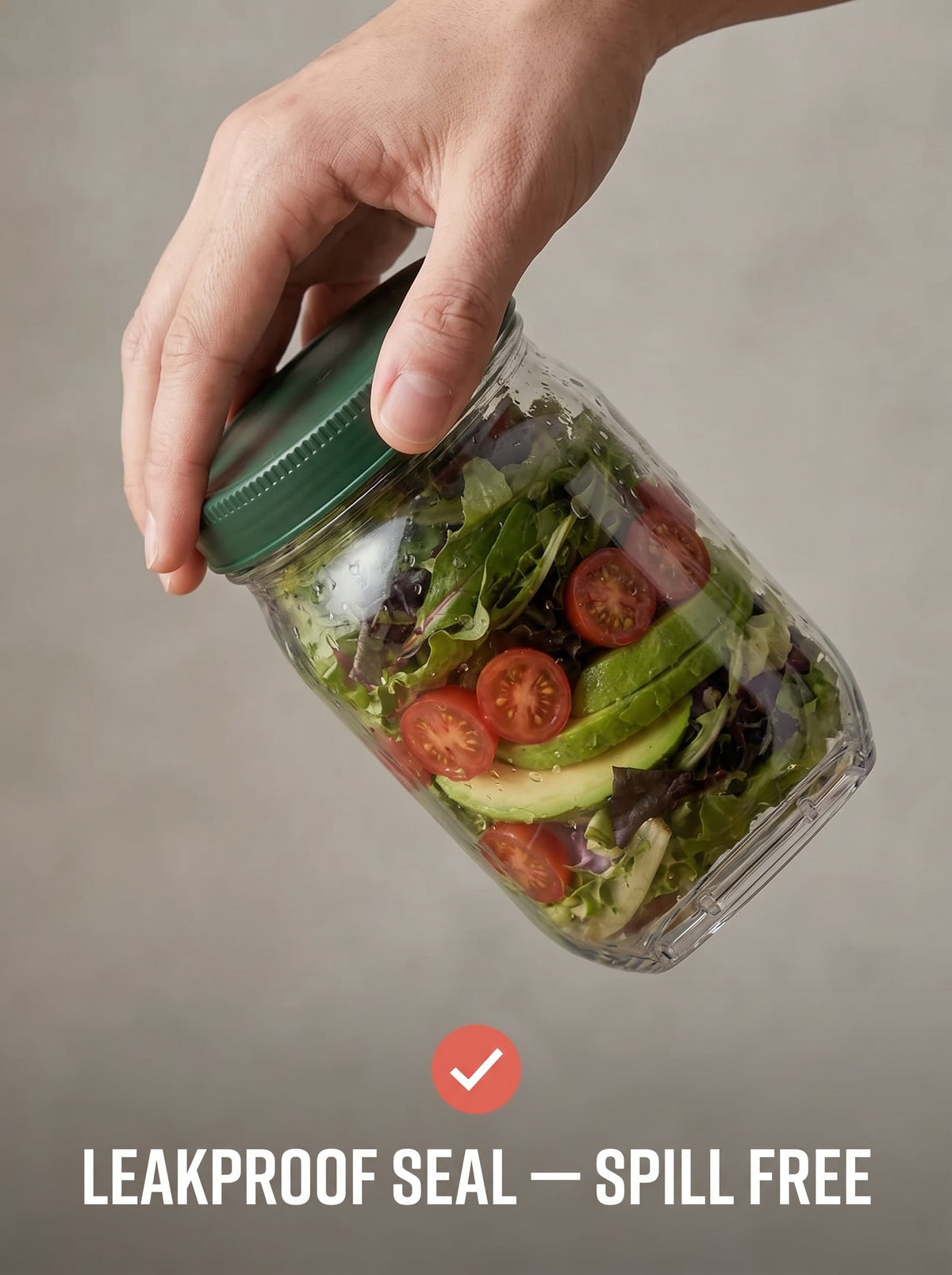 Portable Salad Jar: Leakproof Design & Separate Dressing Cup