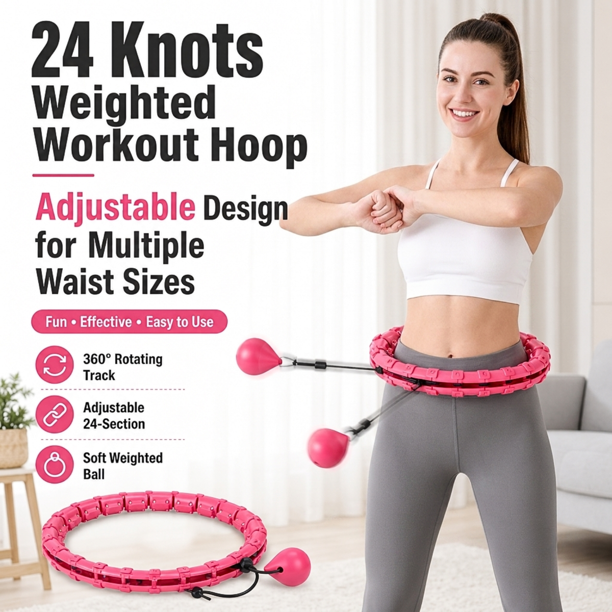 Smart weighted hoop that removes links as you lose inches