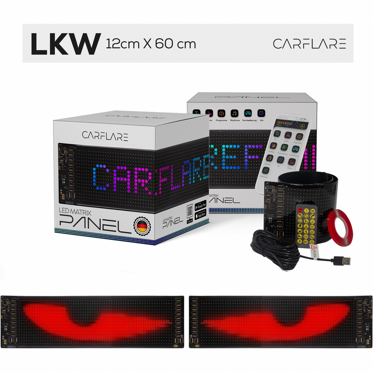 2er Set CarFlare® LED - Panel 12CM x 60CM x 2 Stück