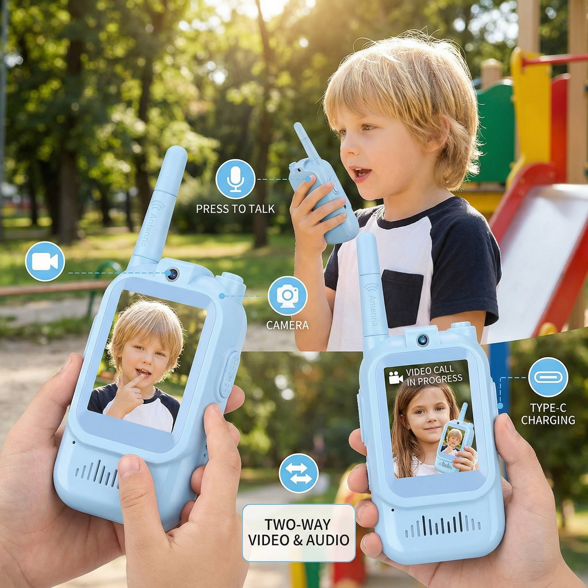 Kids Video Walkie Talkie Set (2-Pack) with Camera & Screen – Easy-to-Use & Fun Interactive Play