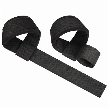 Black self-curling lifting straps, one pair