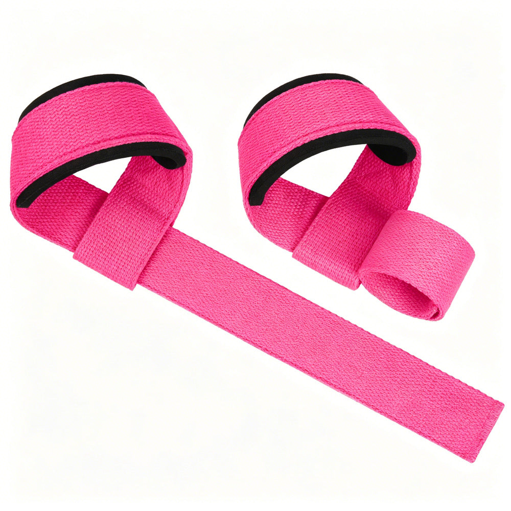 Pink self-curling lifting straps, one pair