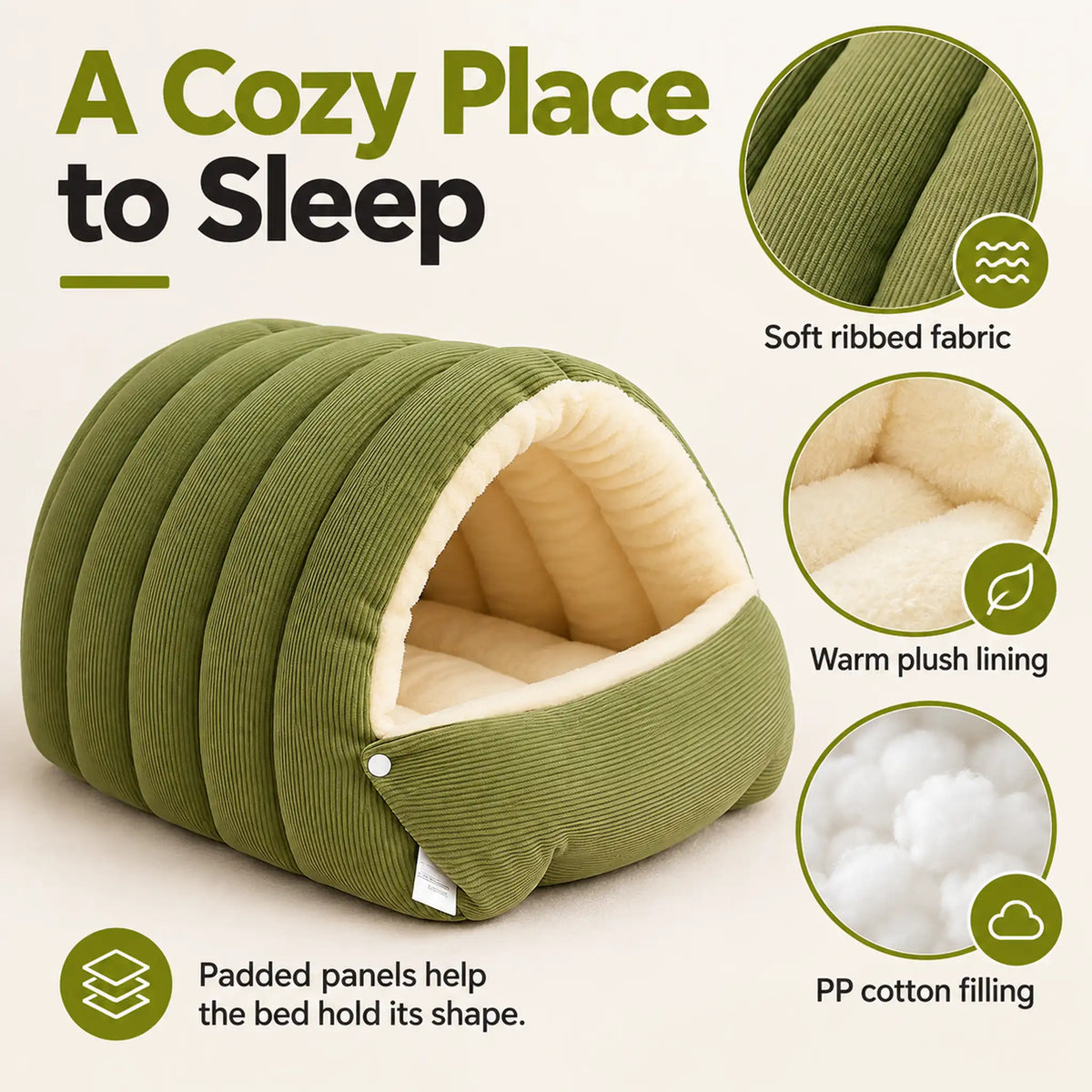 Covered Pet Bed for Cats & Small Dogs