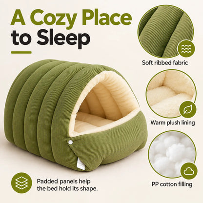 Covered Pet Bed for Cats & Small Dogs