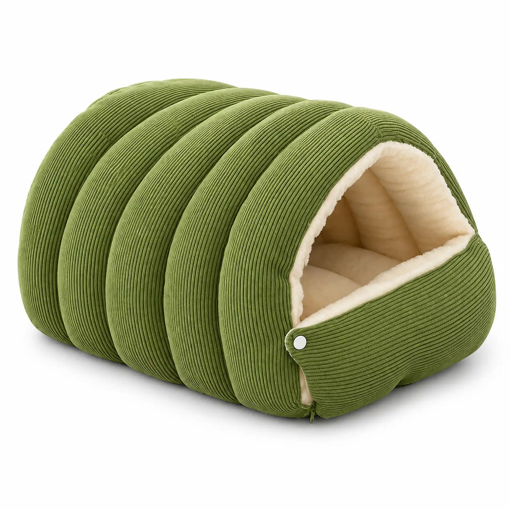Olive green covered pet bed