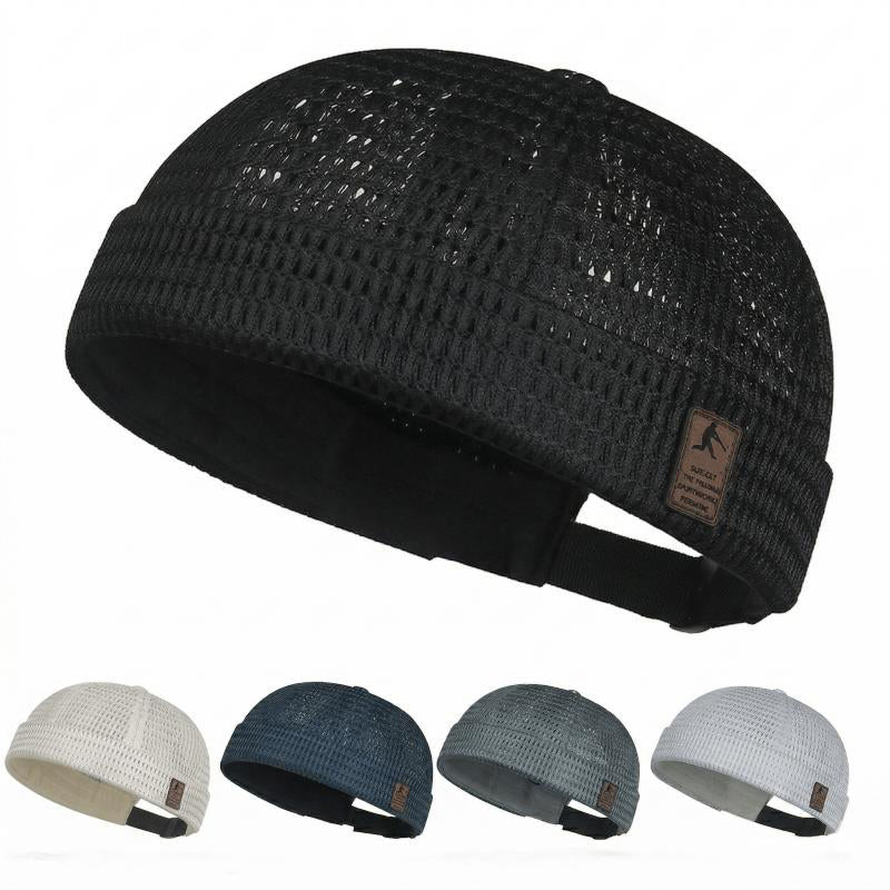 Men's Breathable Brimless Docker Hat – Lightweight Mesh Skull Cap for Summer Outdoor Wear