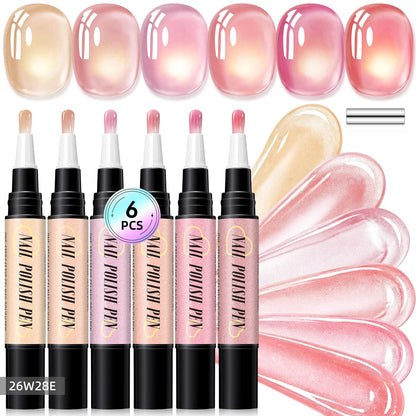 💅 6PCS DIY Gel Nail Art Painting Pen Set – Creative Designs & Easy-to-Use, Salon Beauty at Home