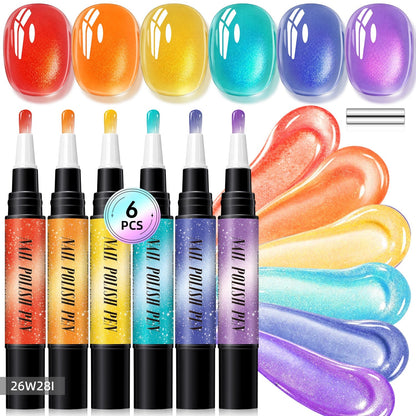💅 6PCS DIY Gel Nail Art Painting Pen Set – Creative Designs & Easy-to-Use, Salon Beauty at Home