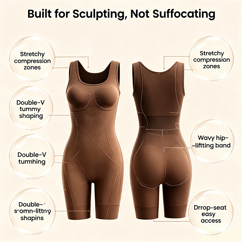 Tummy Control Butt Lifter Faja Bodysuit: Back Support Scrunch, Back Open Design🧘