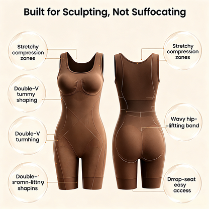 Tummy Control Butt Lifter Faja Bodysuit: Back Support Scrunch, Back Open Design🧘