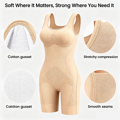 Tummy Control Butt Lifter Faja Bodysuit: Back Support Scrunch, Back Open Design🧘