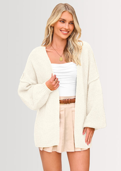 Womens Oversized Cardigan Sweaters Fall Long Lantern Sleeve Knit Open Front Lightweight Sweater