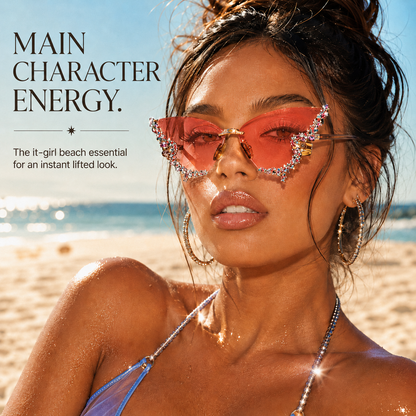 Butterfly Rimless Rhinestone Sunglasses - Sparkling Design & Elegant Style