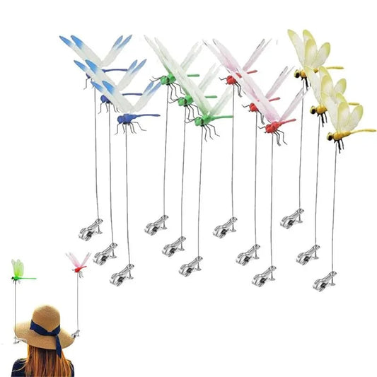 12 Counts Outdoor Fake Dragonfly Rod Clip