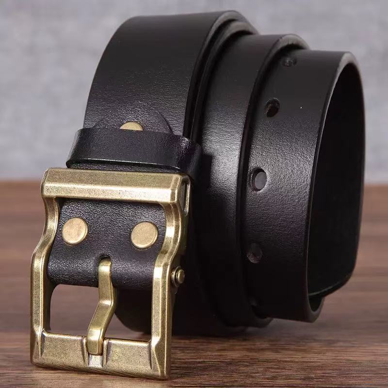 Premium Handmade Genuine Leather Belt: Vintage Design, Alloy Buckle & Durability